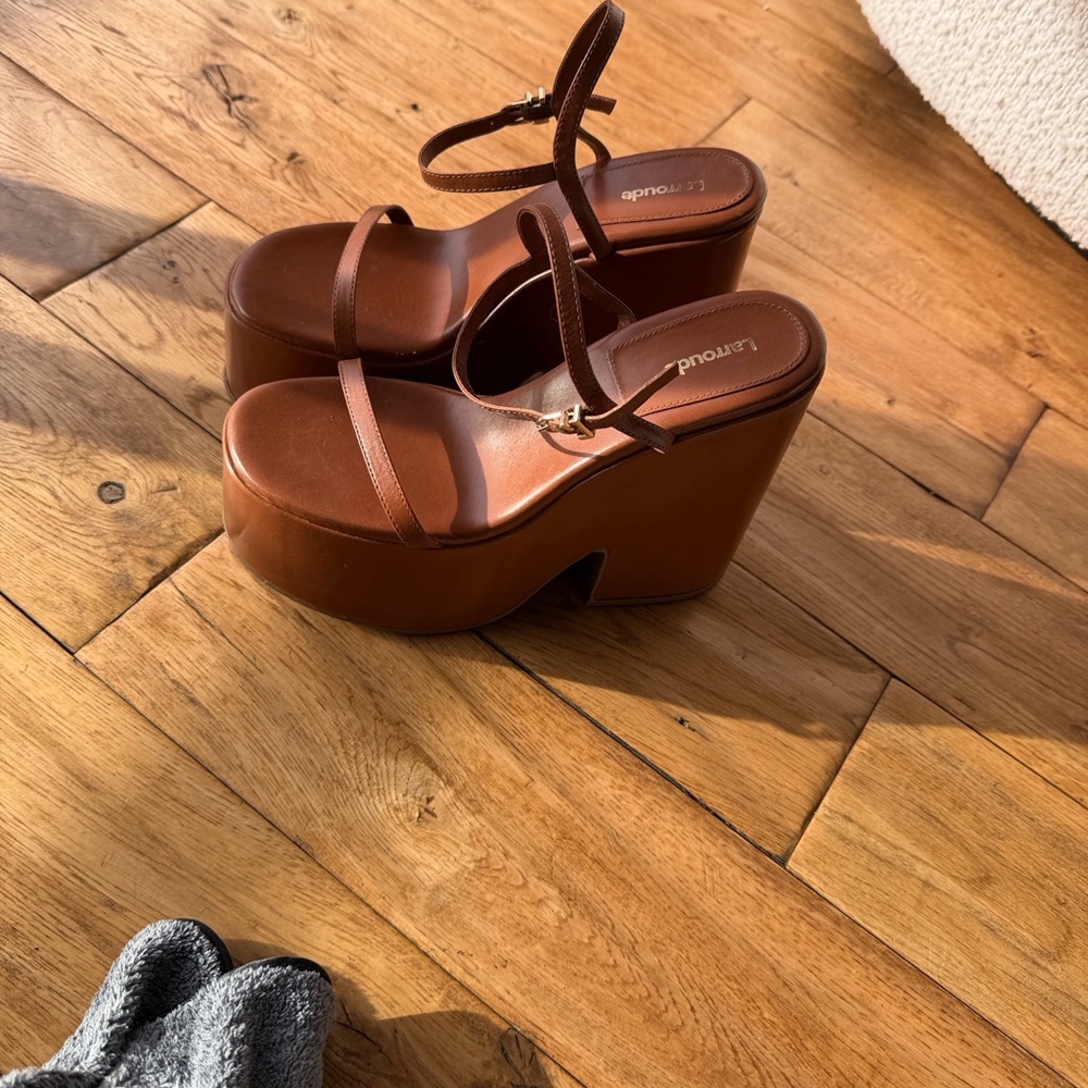 Larroude Brown Platform Heels